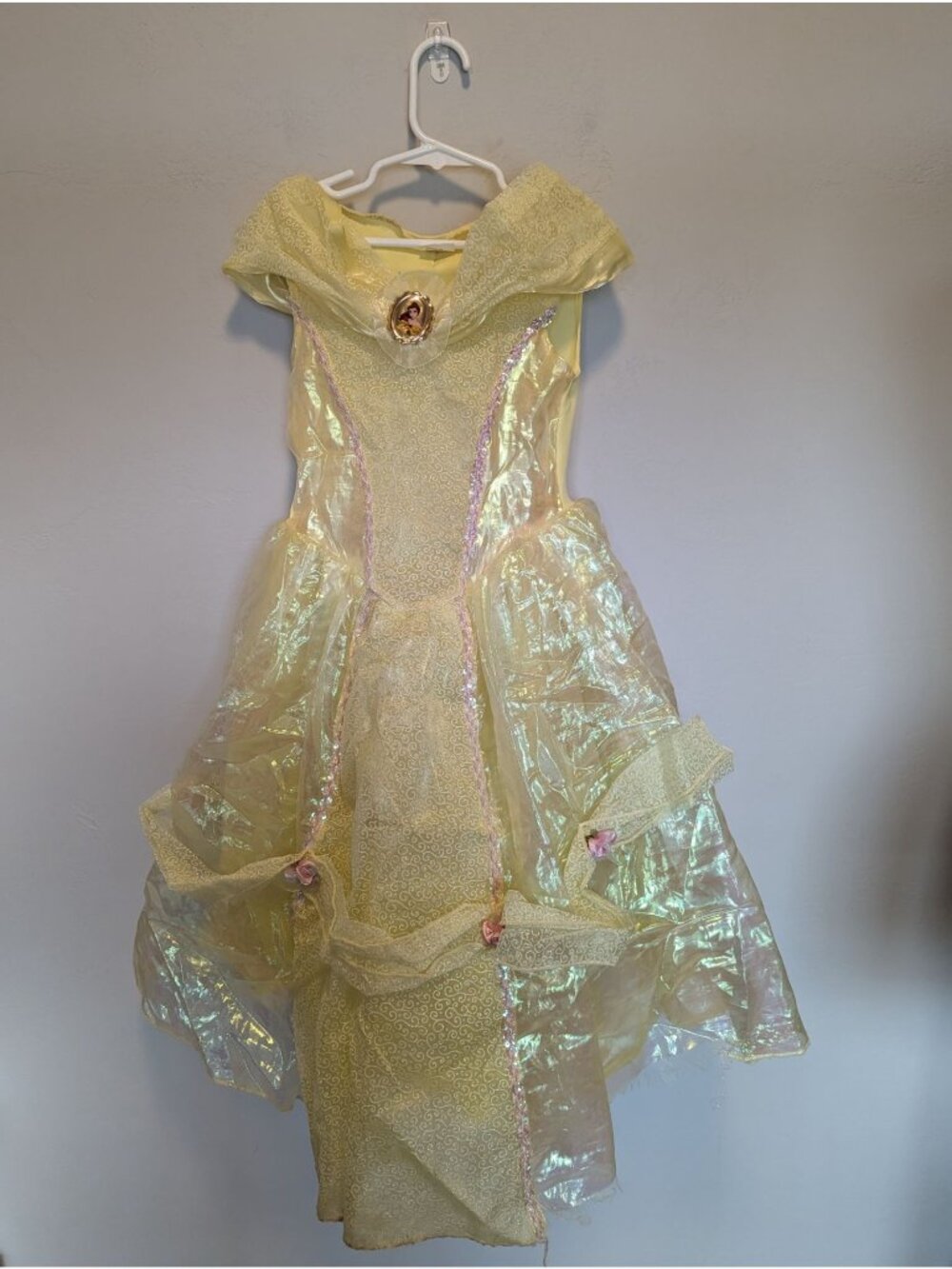 Disney Belle Costume Dress Yellow Shimmering Gown With Rose Details Small